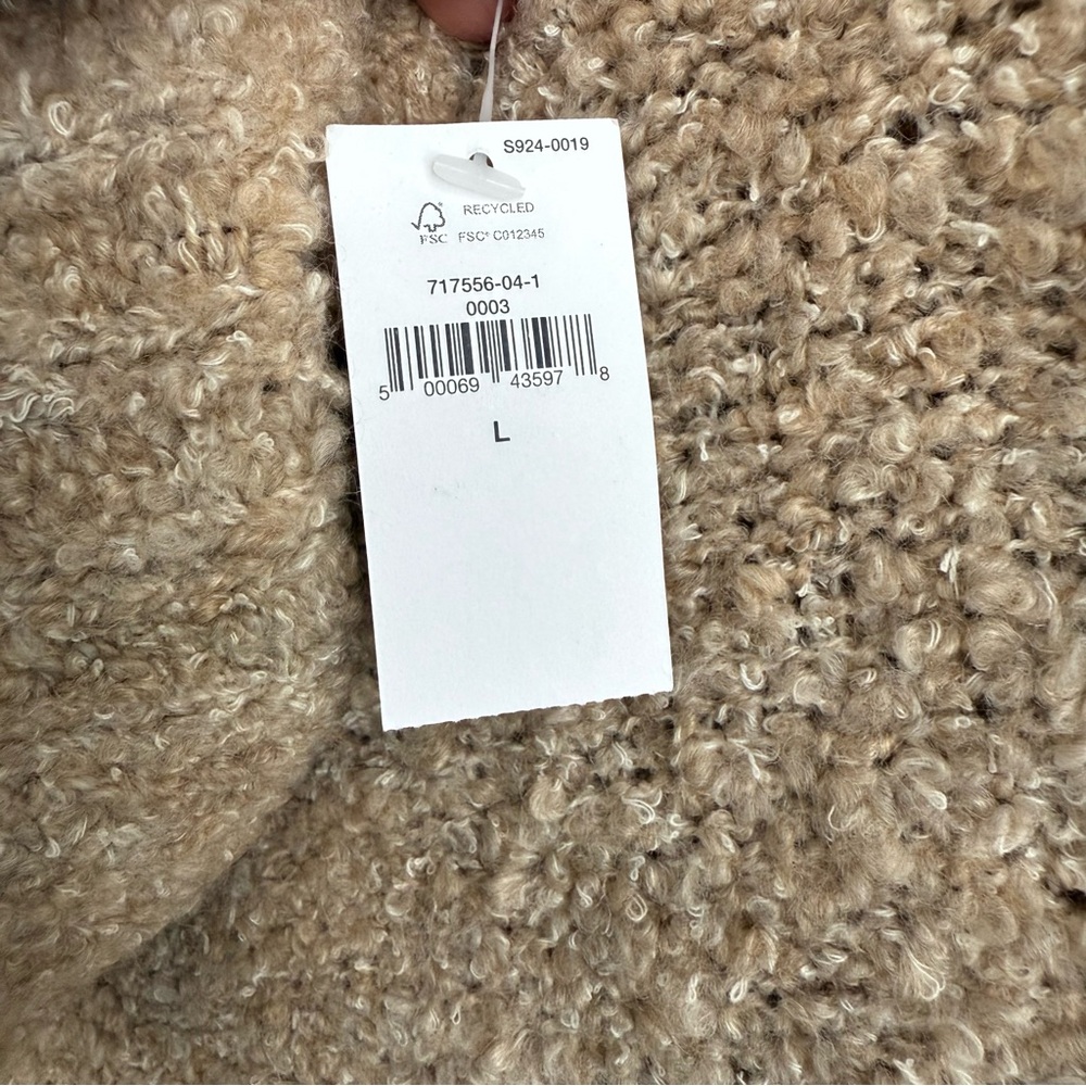 NWT GAP Cozy Boucle Turtleneck Tunic Sweater Wheat Beige L Cowl Neck Warm Knit - Picture 9 of 16
